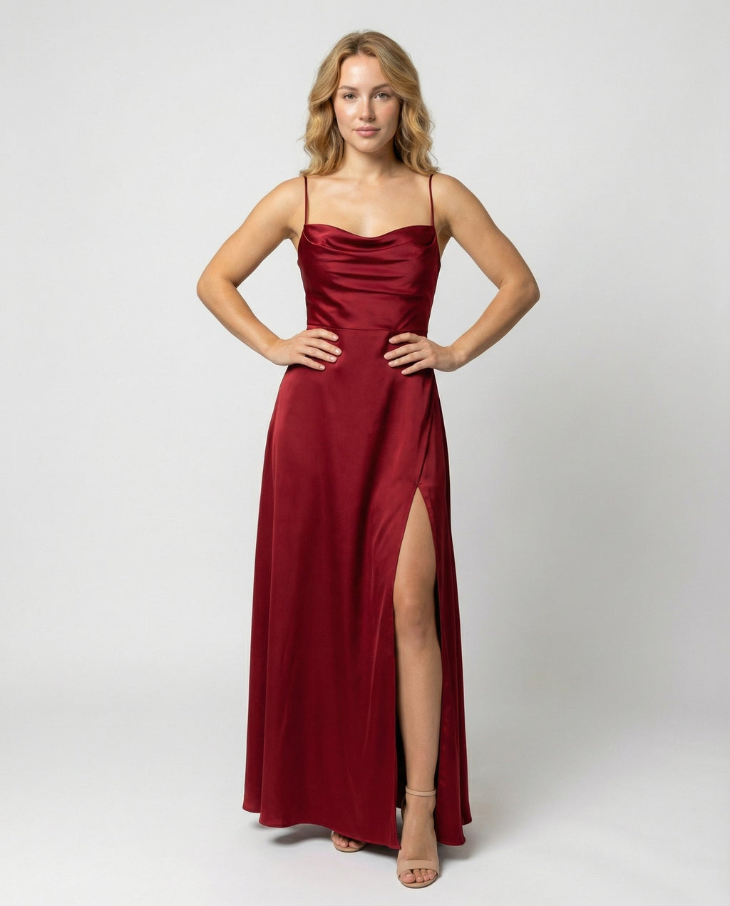 Abito maxi donna fluido con spacco - Elegante e valorizzante