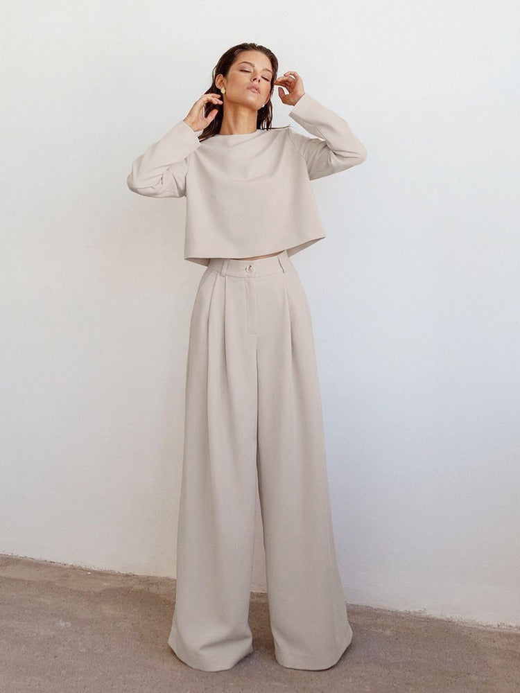 Donna Elegante Formale Pantaloni Palazzo Impostato – Raffinato, Premium