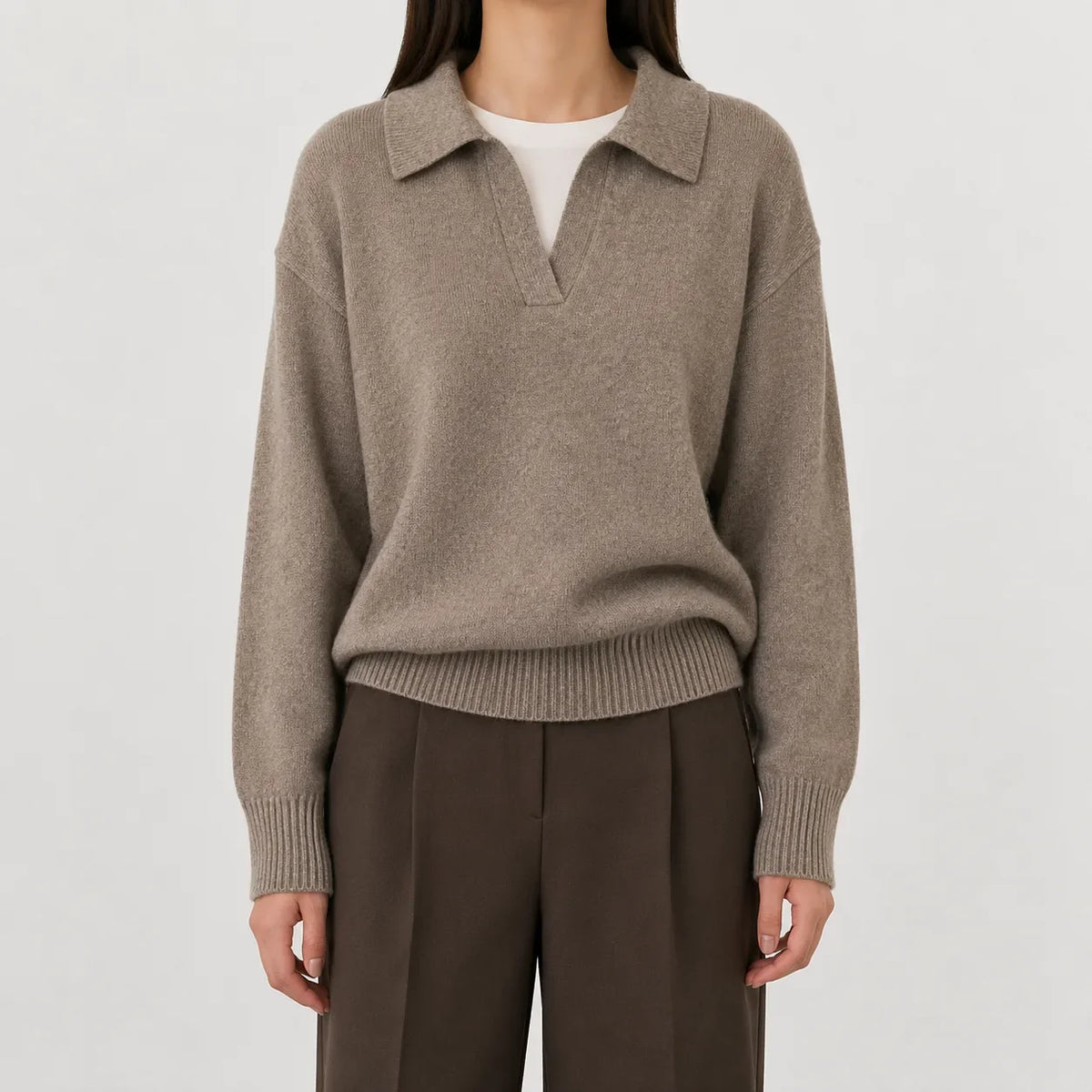 Pull pour femme à col en V et manches longues - Doux et facile à porter