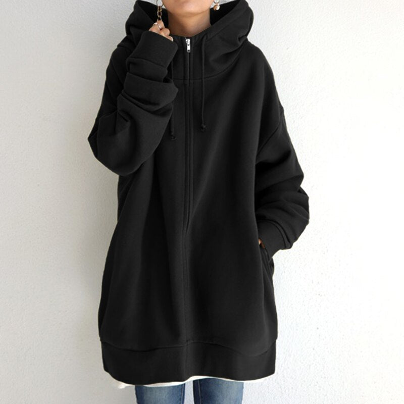 Felpa invernale comoda da donna con cappuccio oversize - Felpa calda ed elegante