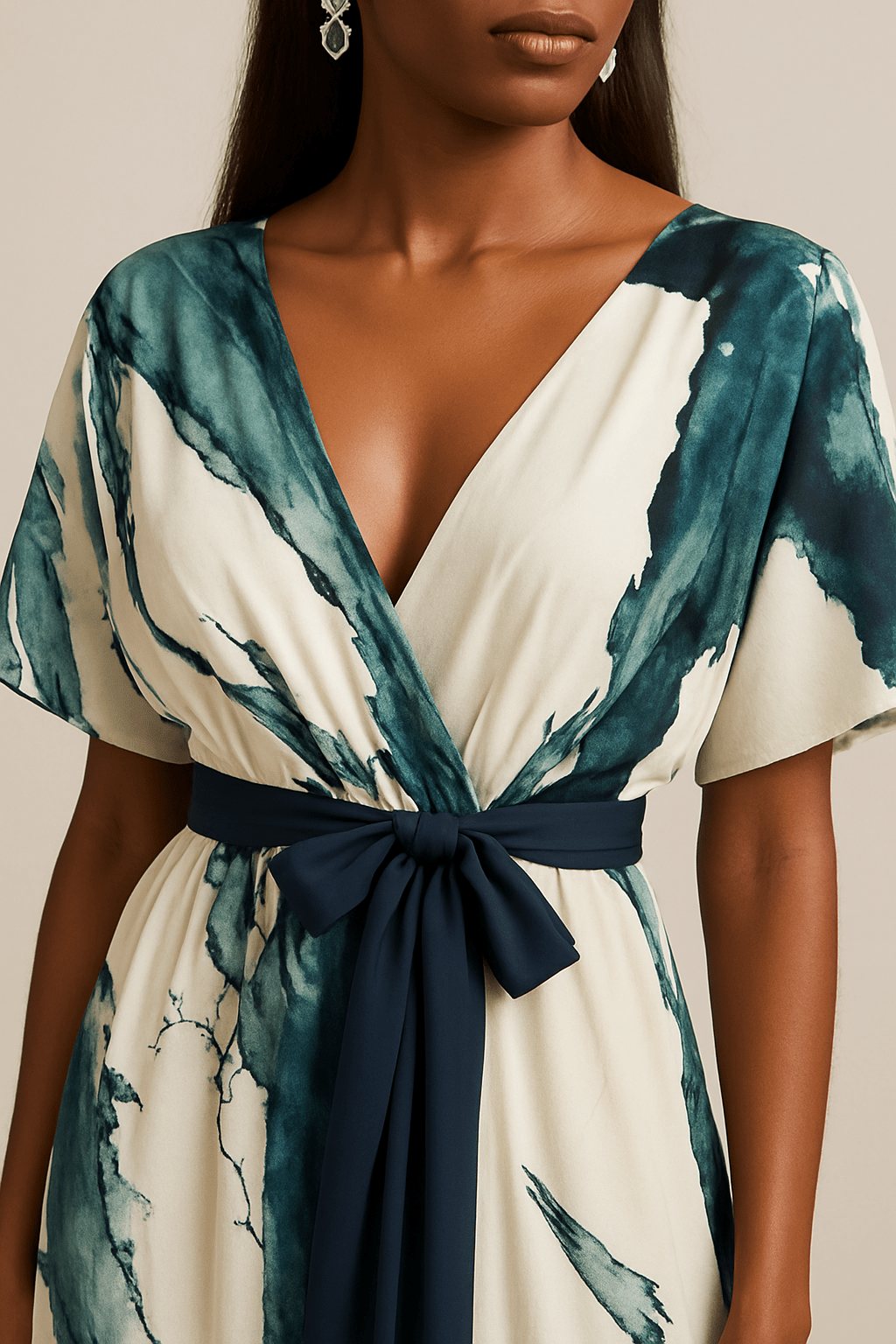 Abito lungo A Fantasia Acquerello - Abito Lungo Elegante Donna
