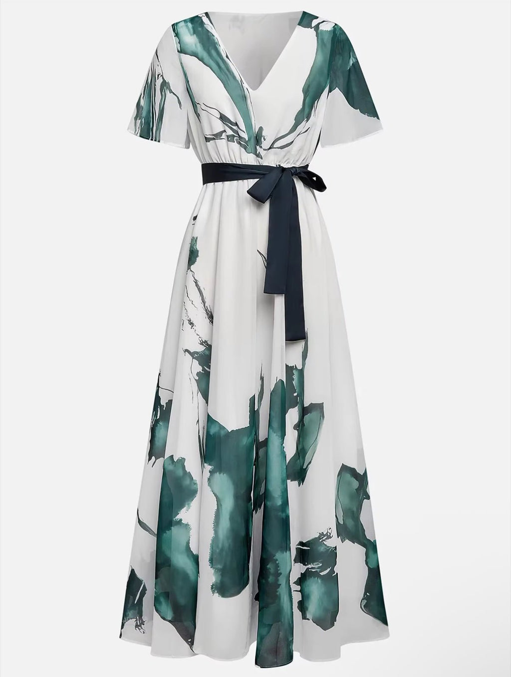 Abito lungo A Fantasia Acquerello - Abito Lungo Elegante Donna