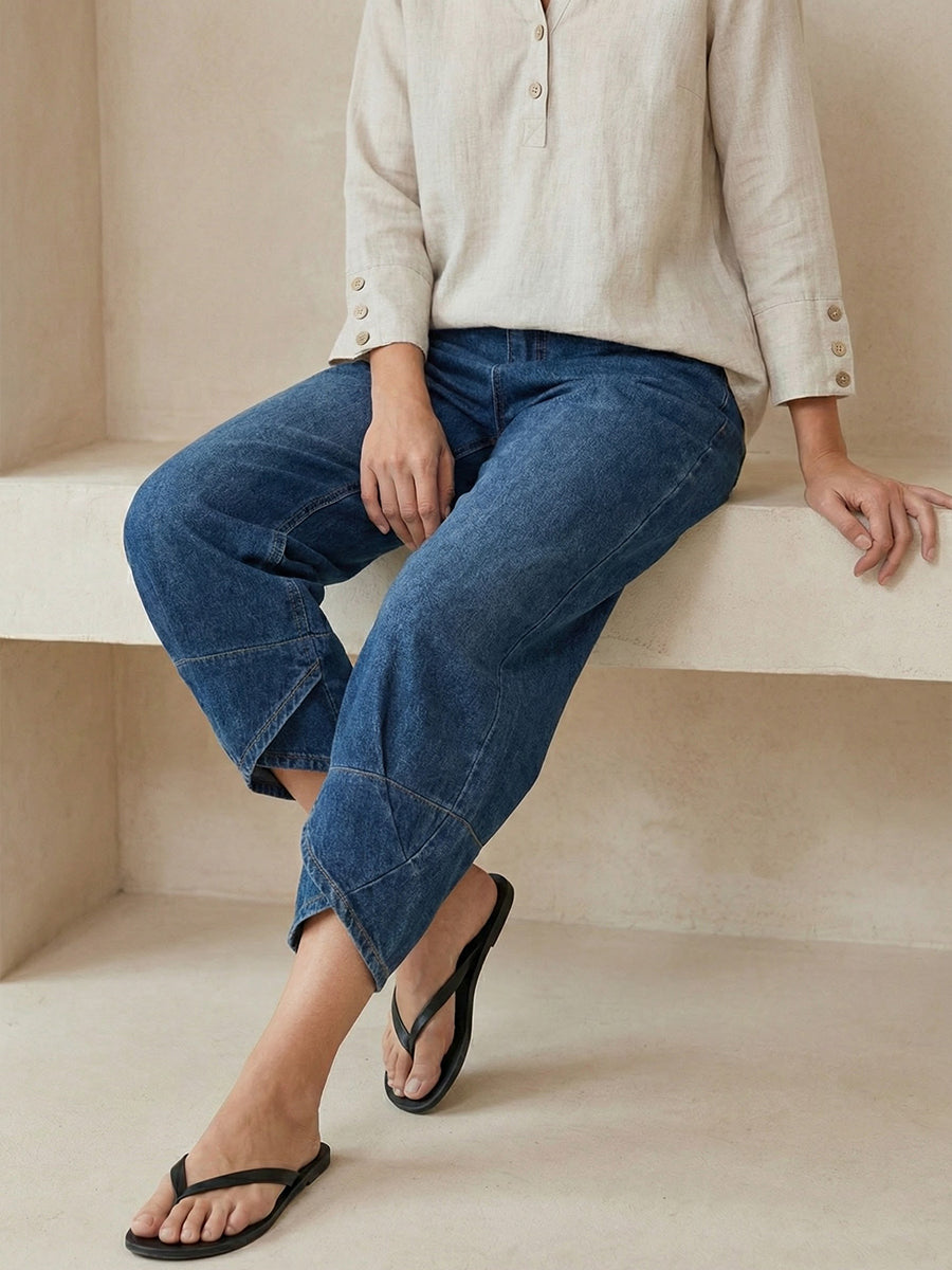 Jeans Donna in Cotone Denim Lavato – Stile Casual Street Rilassato