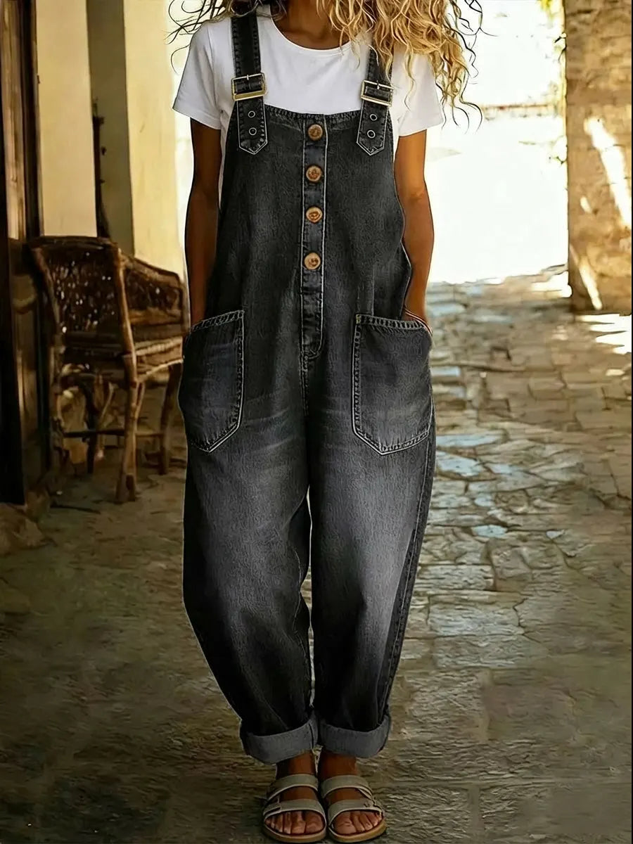 Tuta casual in denim da donna – Design con fibbia regolabile