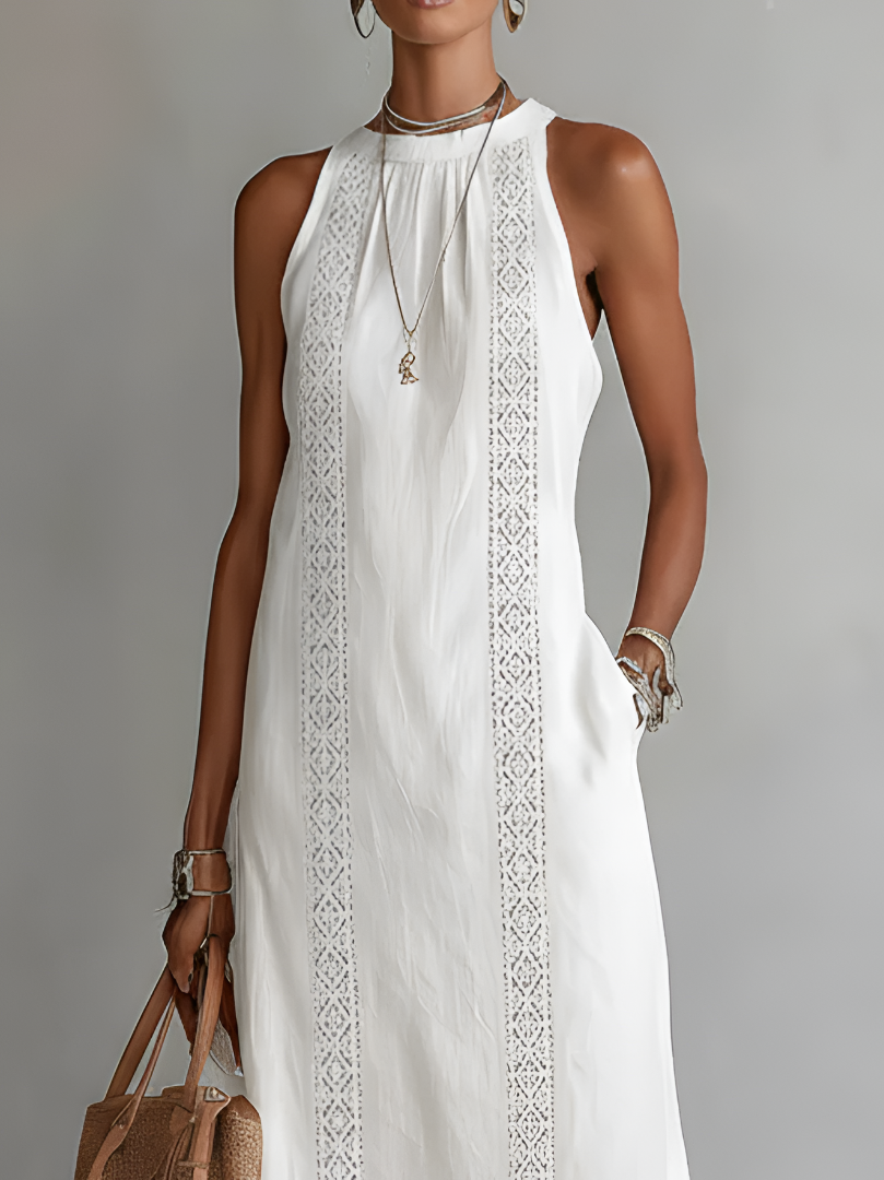 Abito maxi bianco in pizzo da donna – Romantico ed elegante