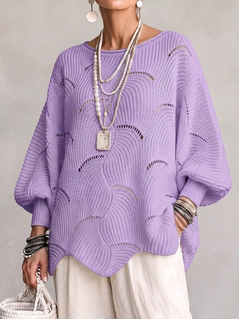 Jersey calado para mujer con motivo ondulado - Suave y femenino