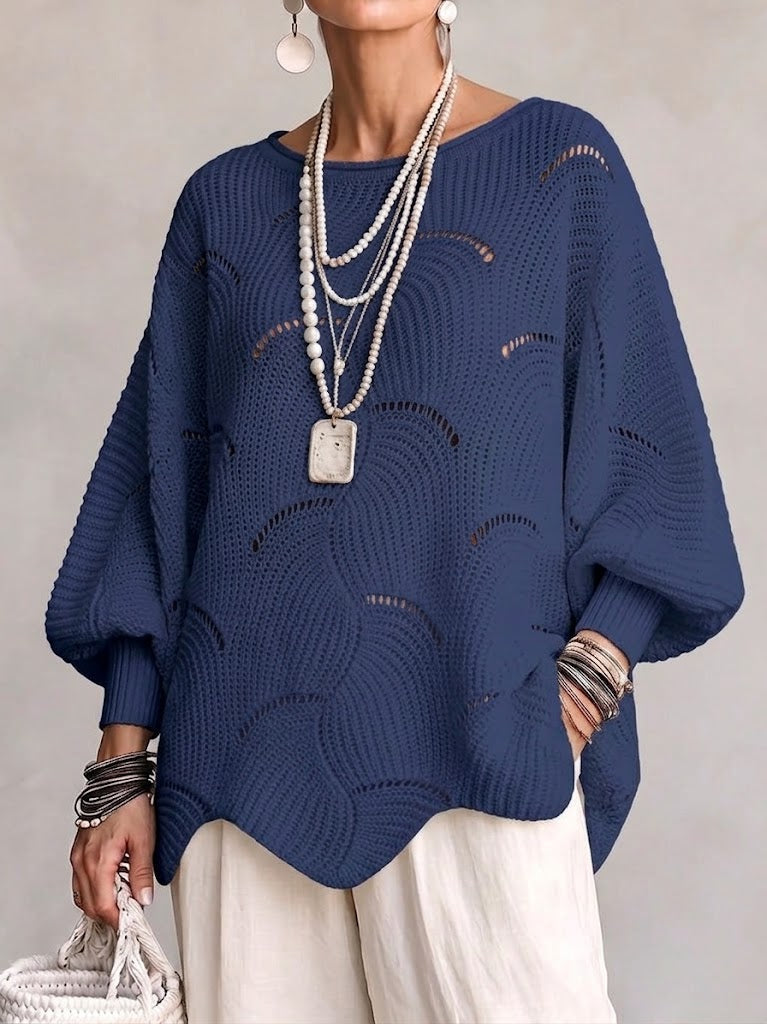 Jersey calado para mujer con motivo ondulado - Suave y femenino