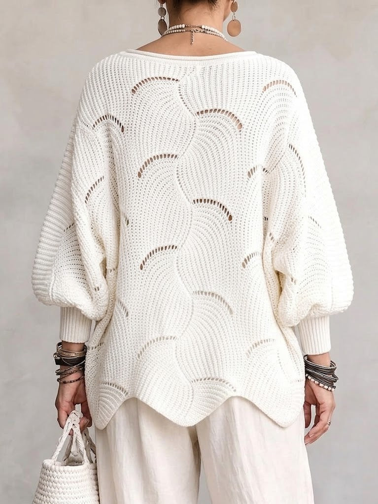 Jersey calado para mujer con motivo ondulado - Suave y femenino