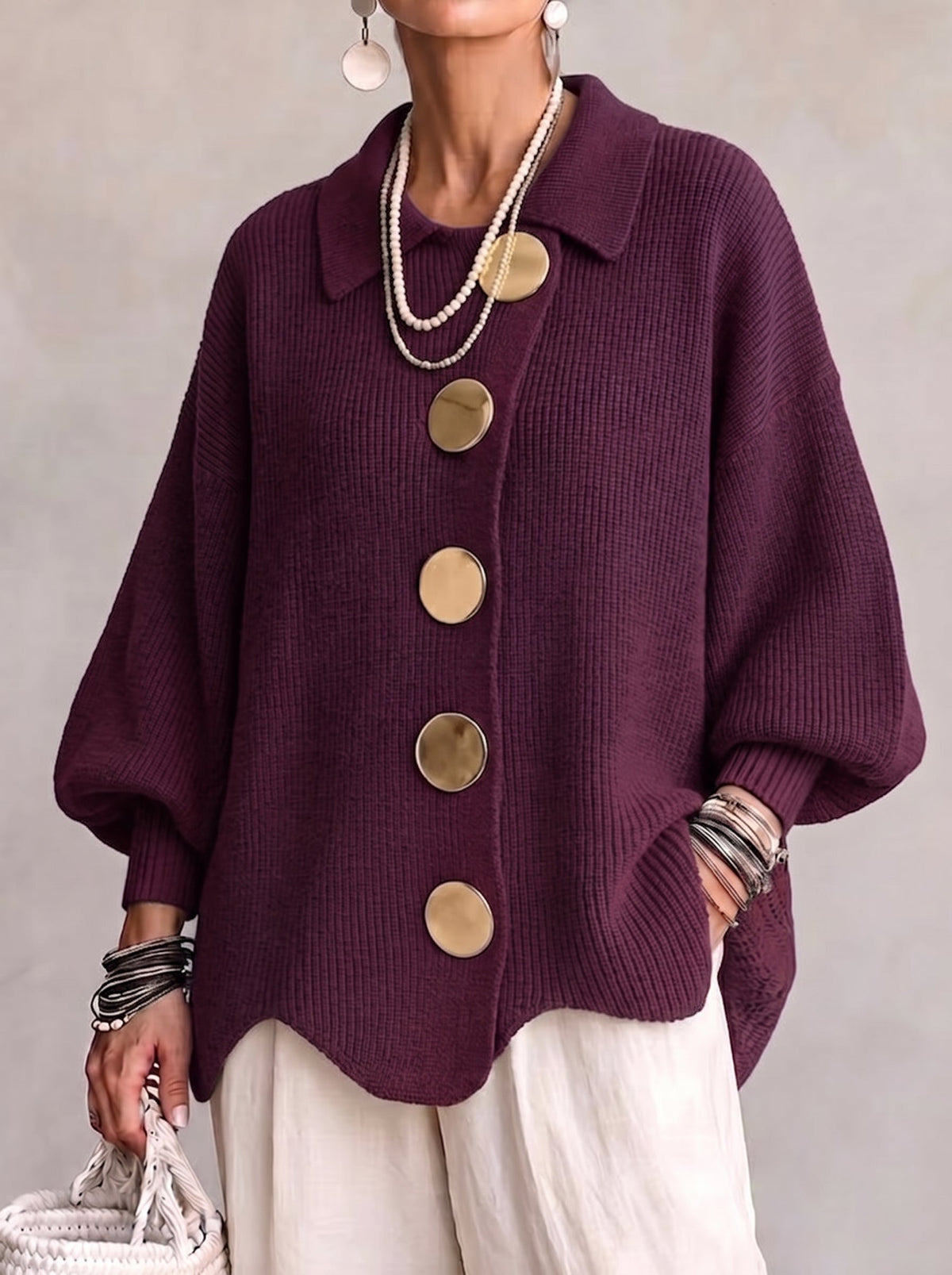 Cardigan donna con bottoni dorati - Elegante e morbido