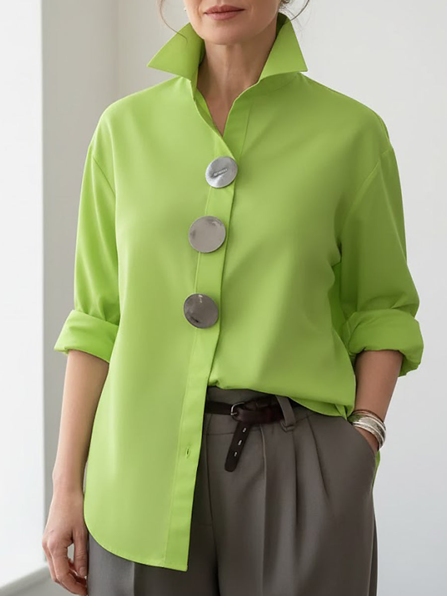 Blusa Donna in Cotone e Lino – Collo Coreano Elegante Stile Casual