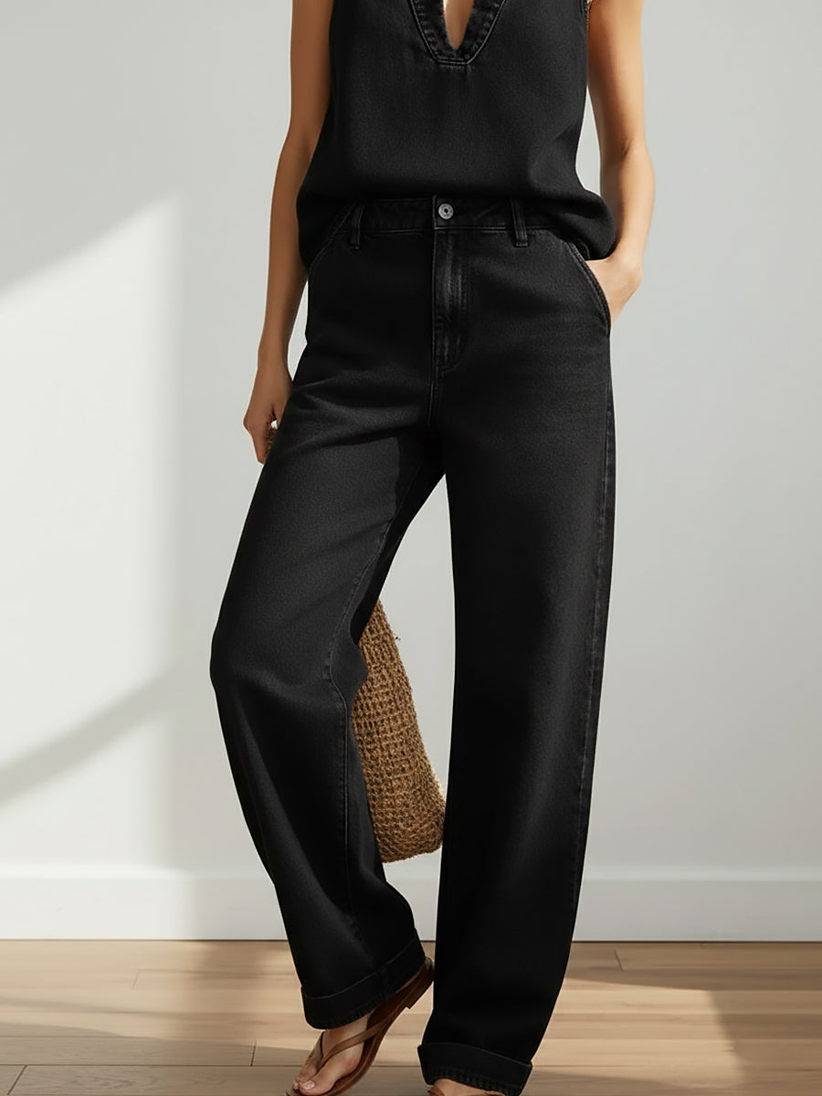 Completo Donna Due Pezzi Minimalista in Denim – Stile Casual ed Elegante