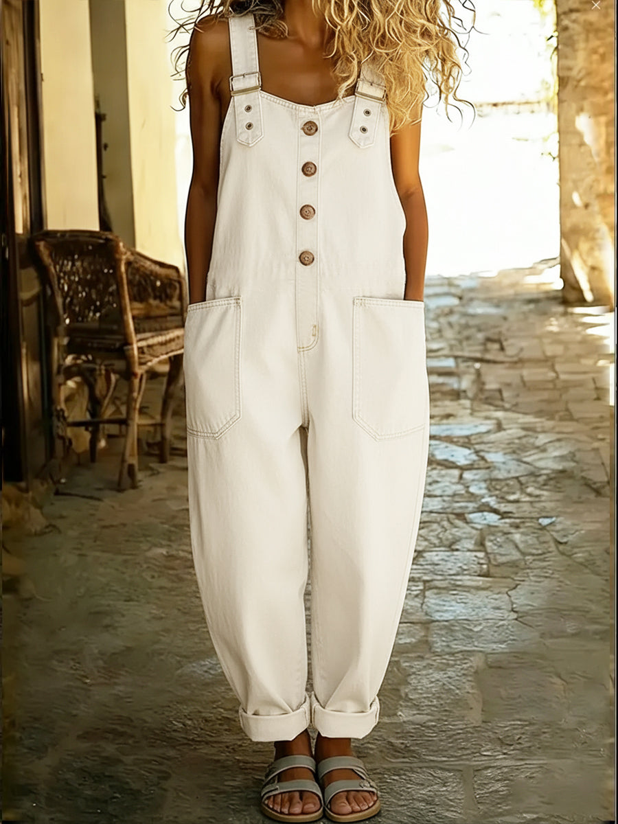Tuta casual in denim da donna – Design con fibbia regolabile