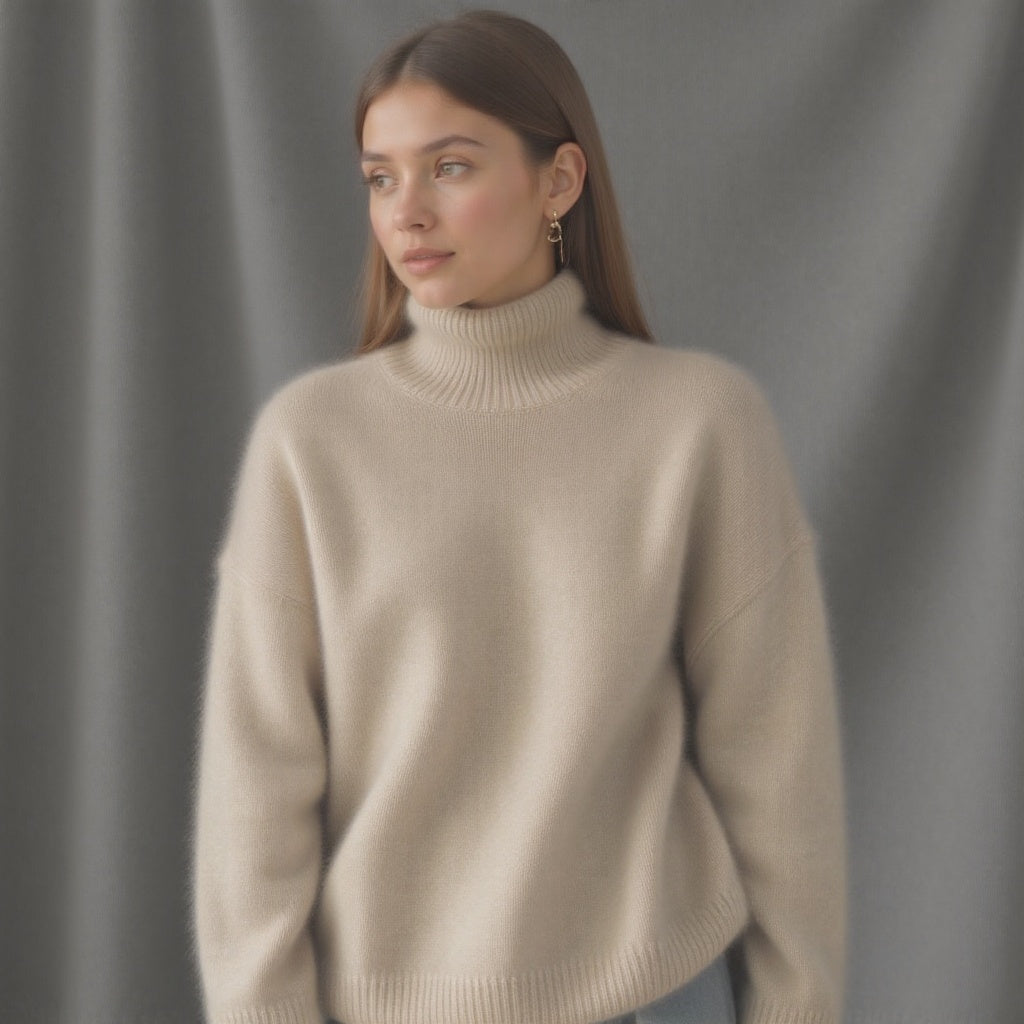 Maglione da donna oversize a collo alto in cashmere – Morbido, caldo, elegante, casual