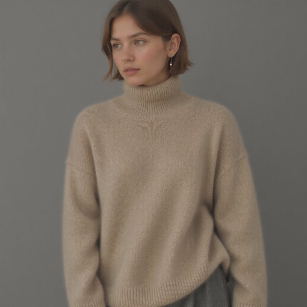 Maglione da donna oversize a collo alto in cashmere – Morbido, caldo, elegante, casual