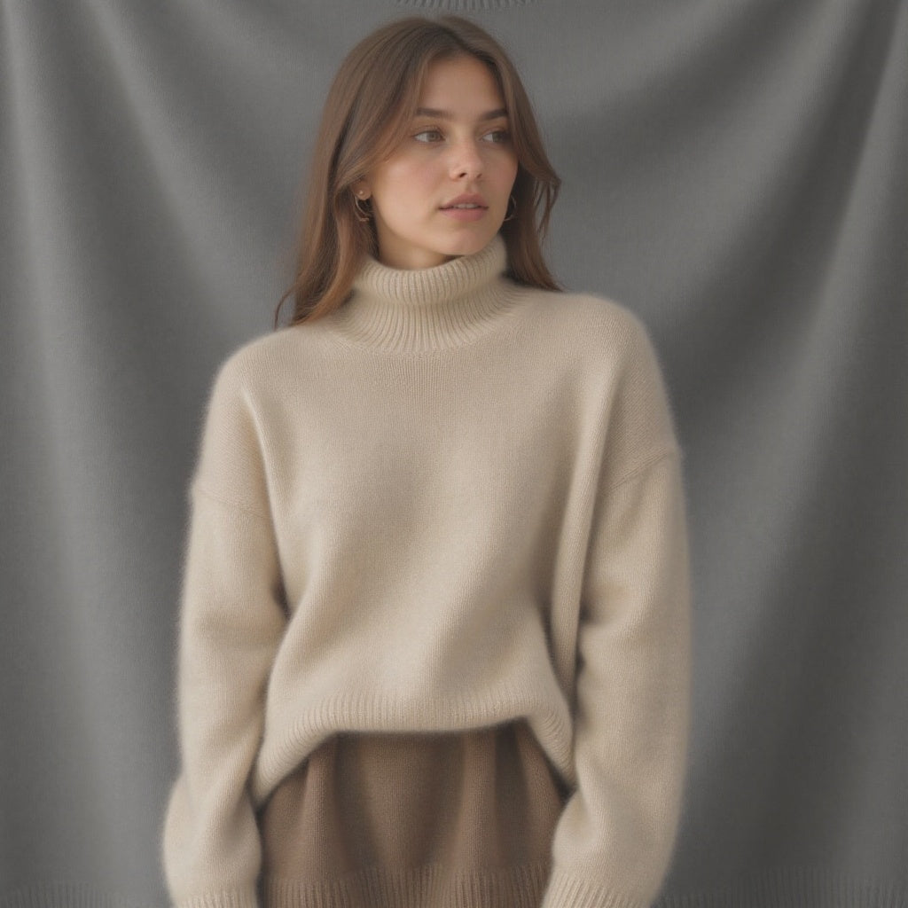 Maglione da donna oversize a collo alto in cashmere – Morbido, caldo, elegante, casual