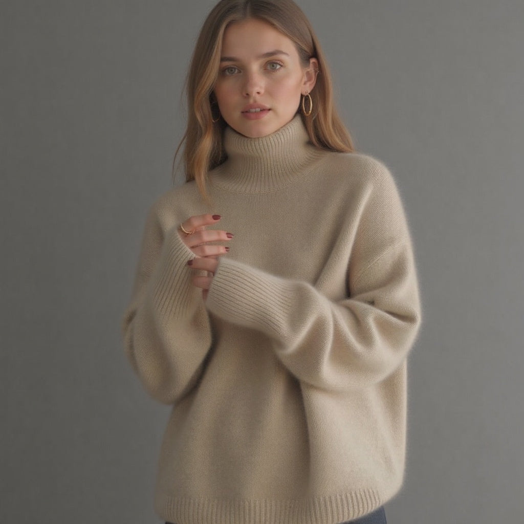 Maglione da donna oversize a collo alto in cashmere – Morbido, caldo, elegante, casual