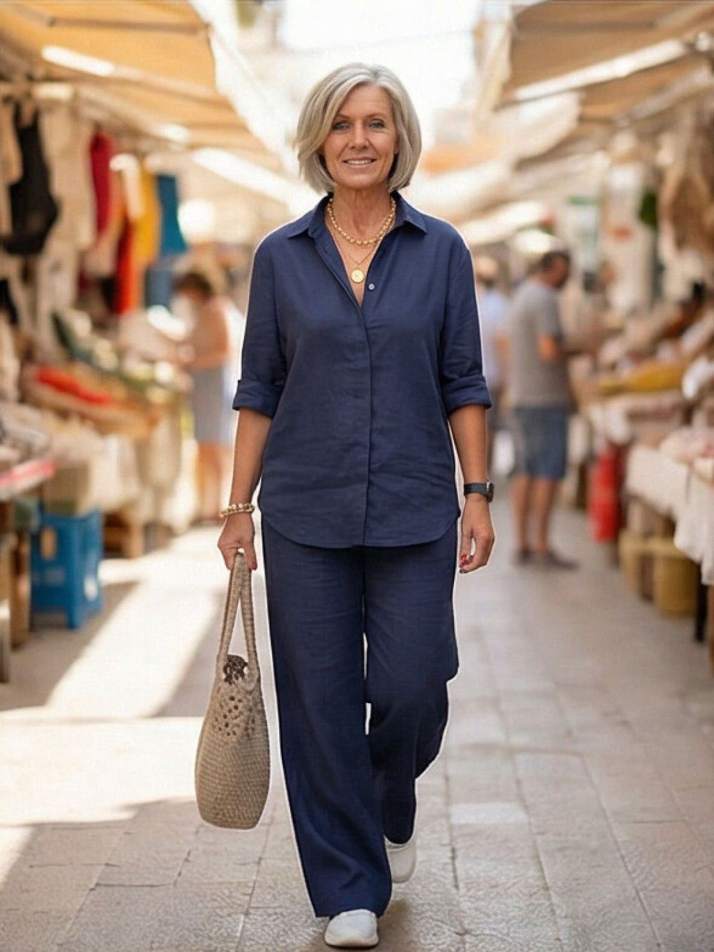 Completo camicia e pantaloni ampi da donna – Chic e fluido