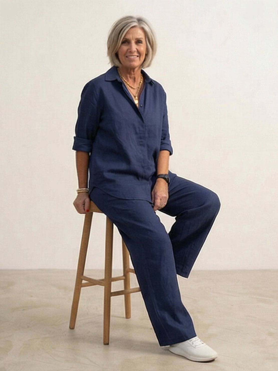 Completo camicia e pantaloni ampi da donna – Chic e fluido