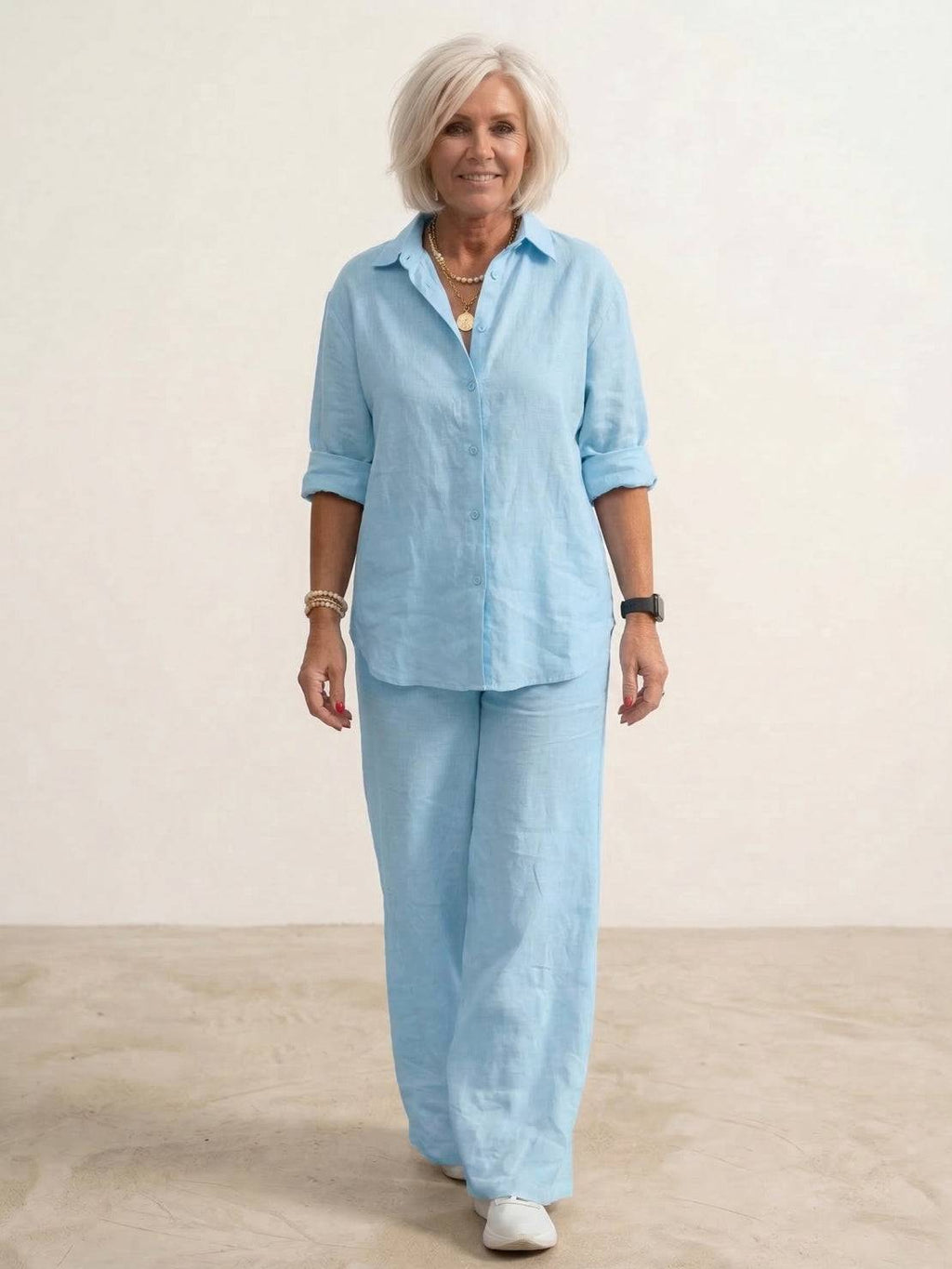 Completo camicia e pantaloni ampi da donna – Chic e fluido