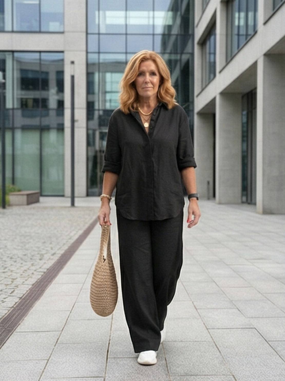Completo camicia e pantaloni ampi da donna – Chic e fluido