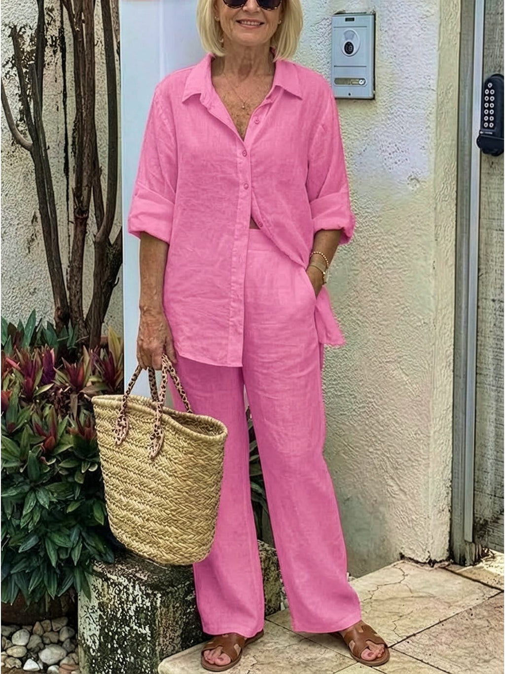 Completo camicia e pantaloni ampi da donna – Chic e fluido