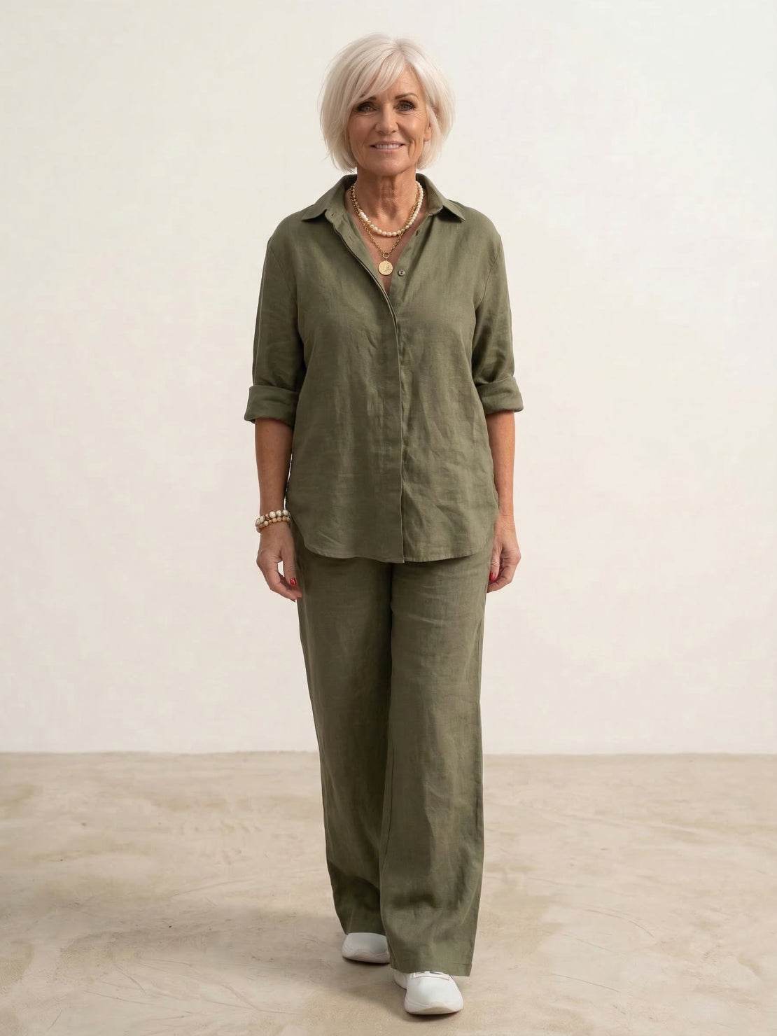 Completo camicia e pantaloni ampi da donna – Chic e fluido