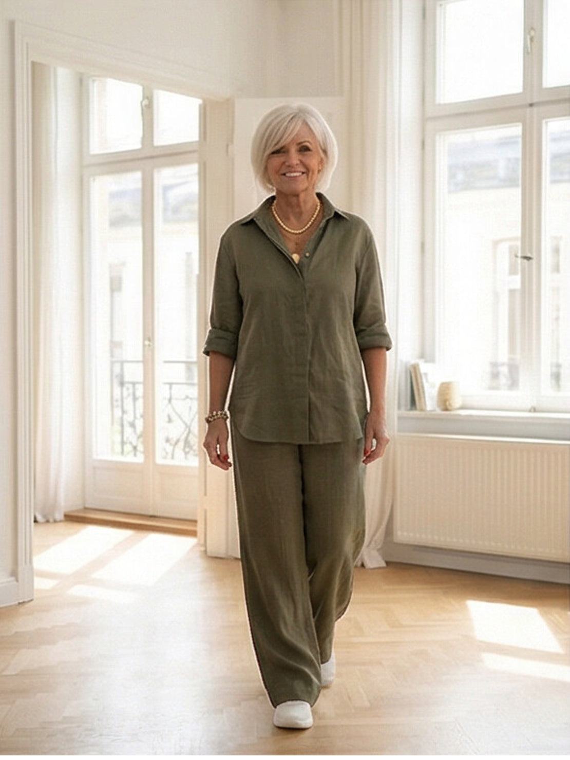 Completo camicia e pantaloni ampi da donna – Chic e fluido