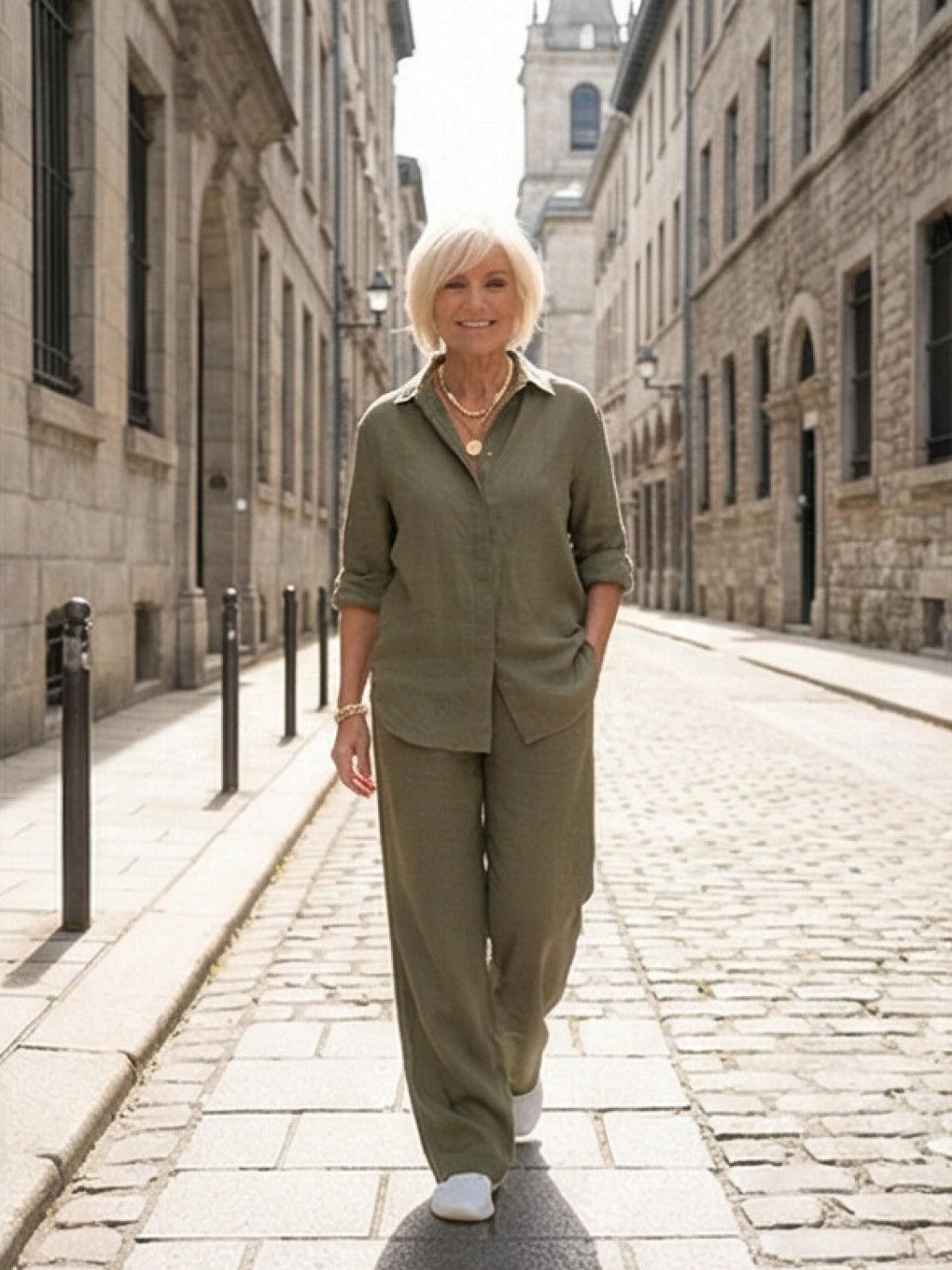 Completo camicia e pantaloni ampi da donna – Chic e fluido