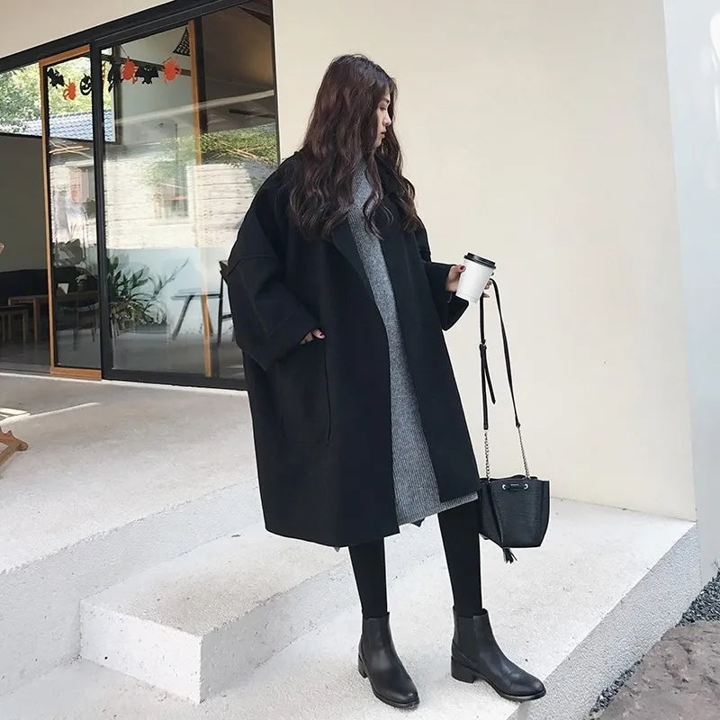 Trench oversize in misto lana da donna