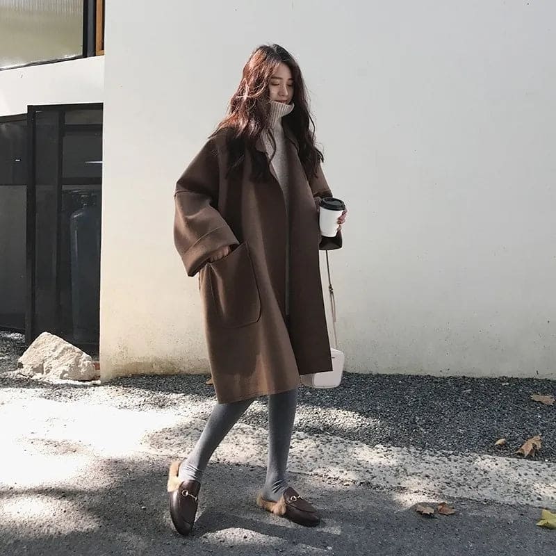 Trench oversize in misto lana da donna
