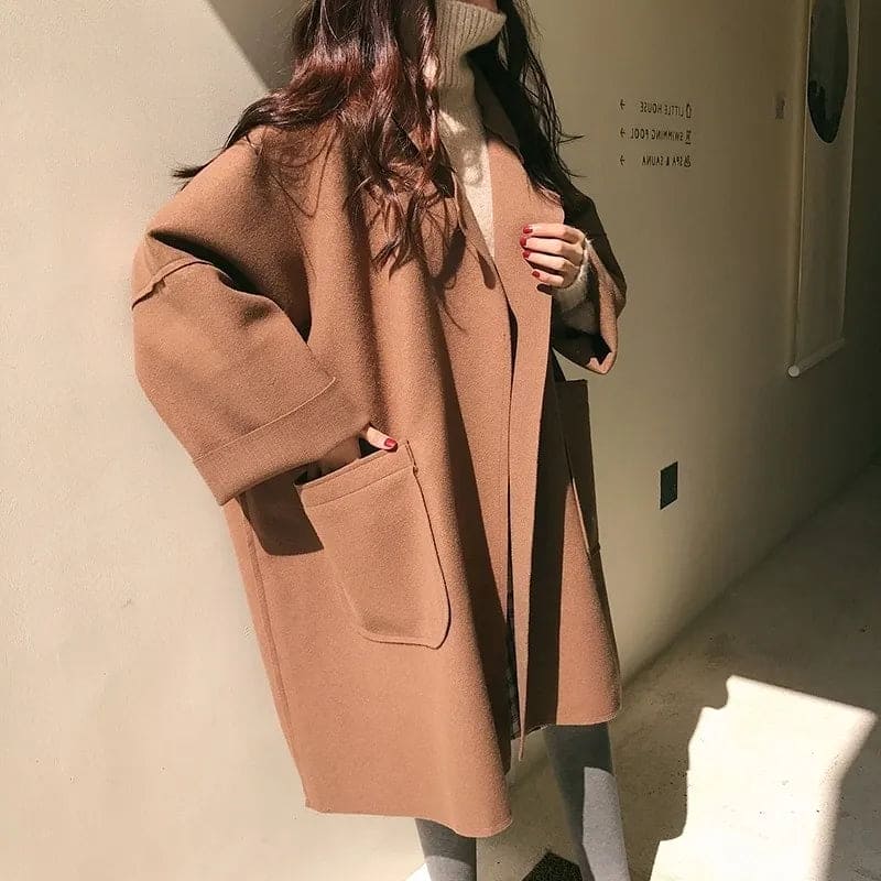 Trench oversize in misto lana da donna
