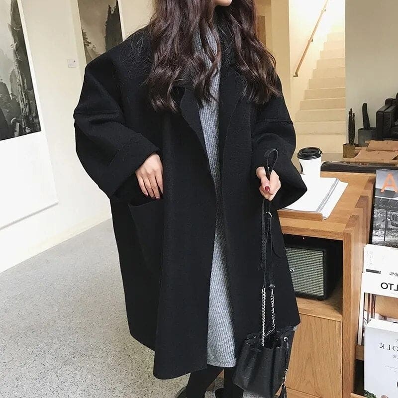 Trench oversize in misto lana da donna