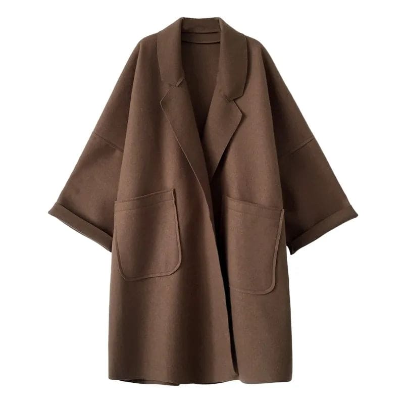 Trench oversize in misto lana da donna