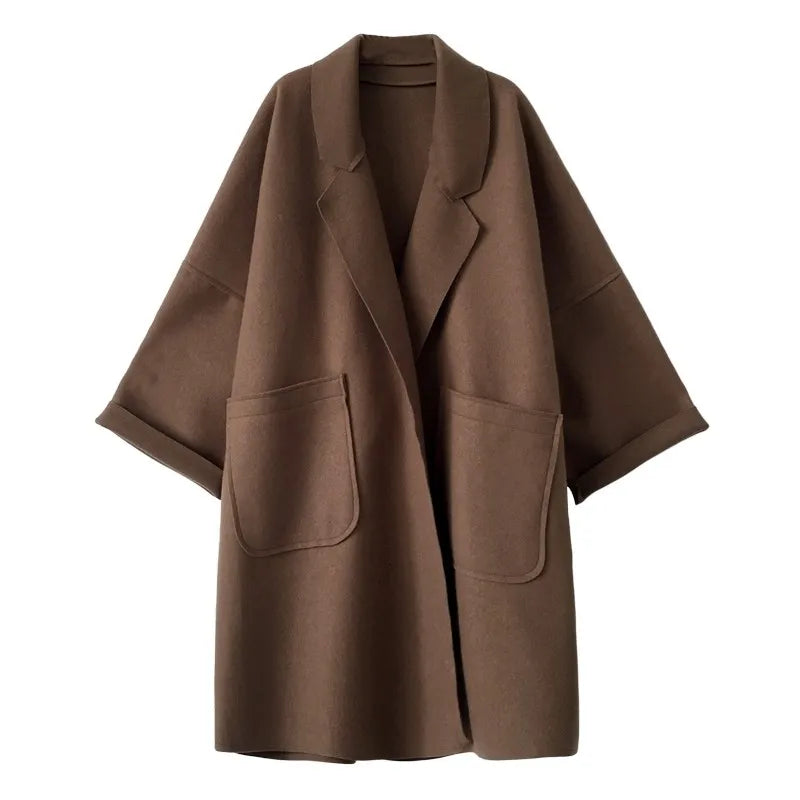 Donna Trench oversize in misto lana
