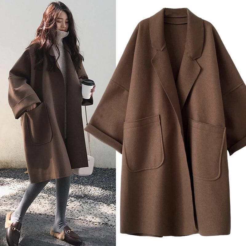 Donna Trench oversize in misto lana