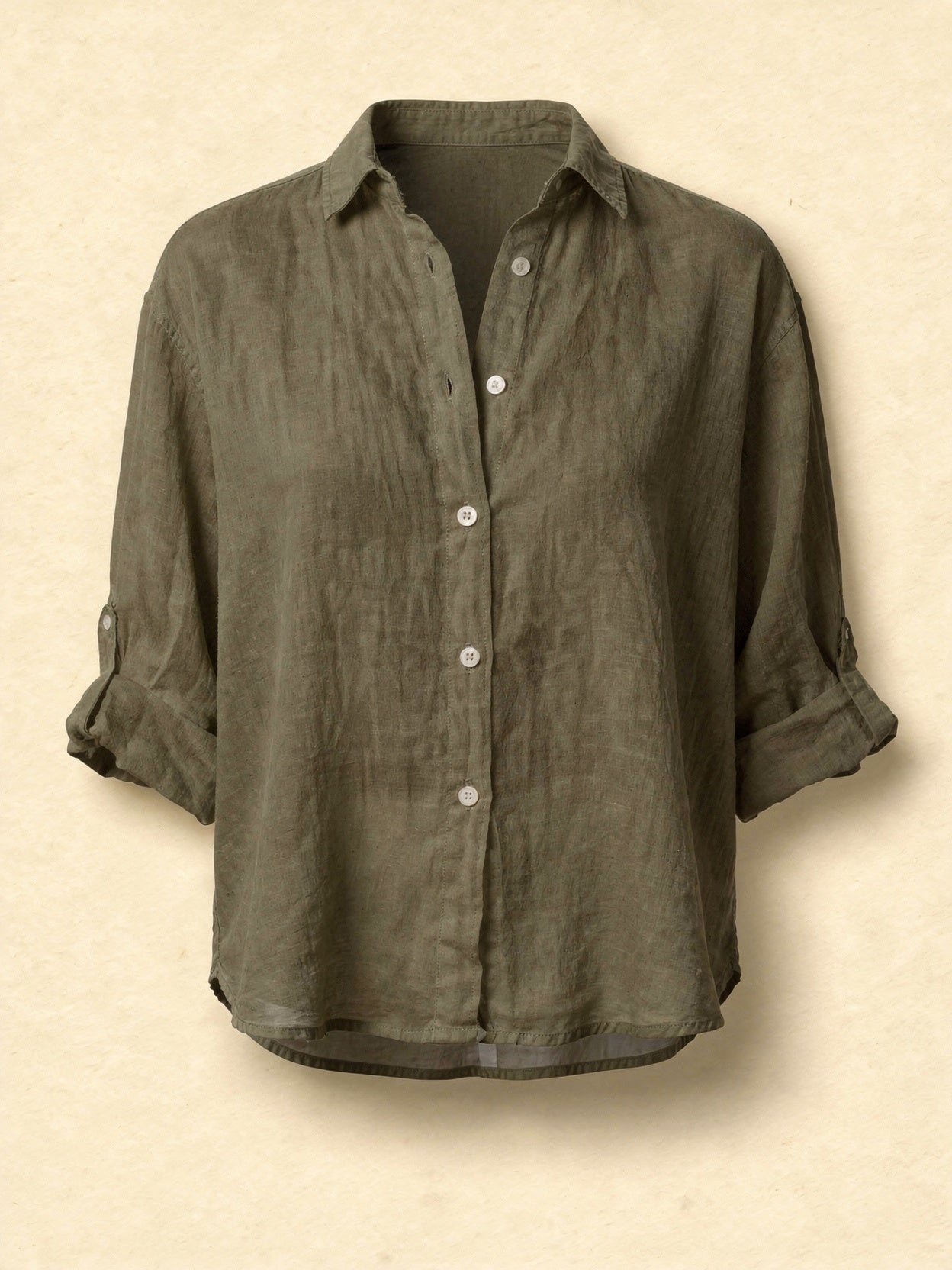 Camicetta oversize in cotone e lino da donna – Top casual a maniche lunghe