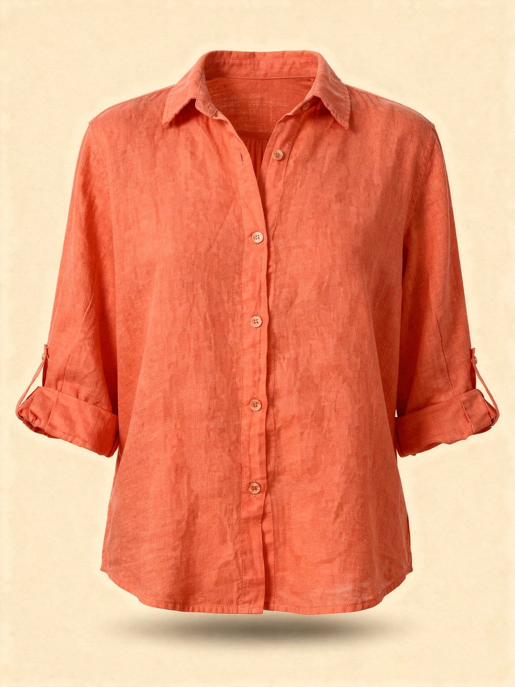 Camicetta oversize in cotone e lino da donna – Top casual a maniche lunghe