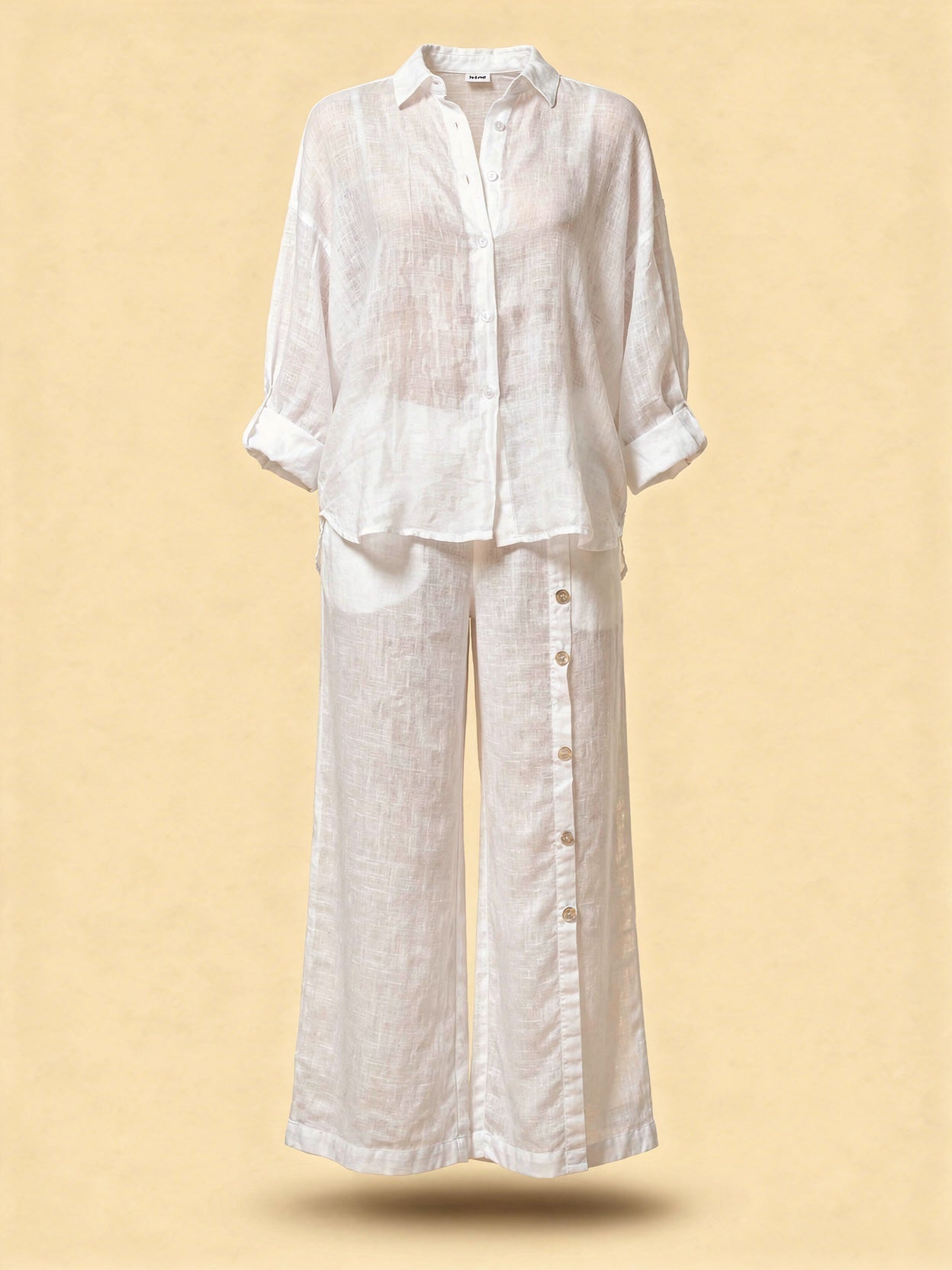 Camicetta oversize in cotone e lino da donna – Top casual a maniche lunghe