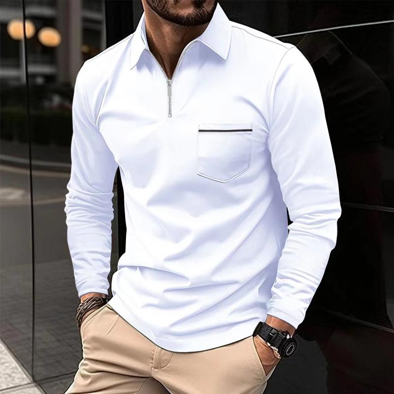 Polo a maniche lunghe premium da uomo – Camicia casual con taschino sul petto