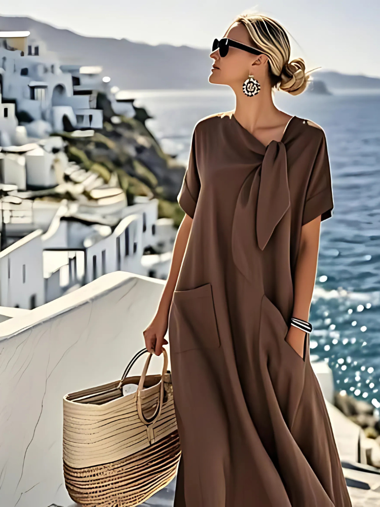 Abito elegante da donna con tasche – Abito comodo e alla moda