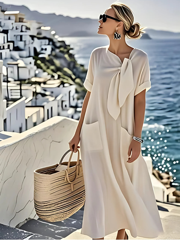 Abito elegante da donna con tasche – Abito comodo e alla moda