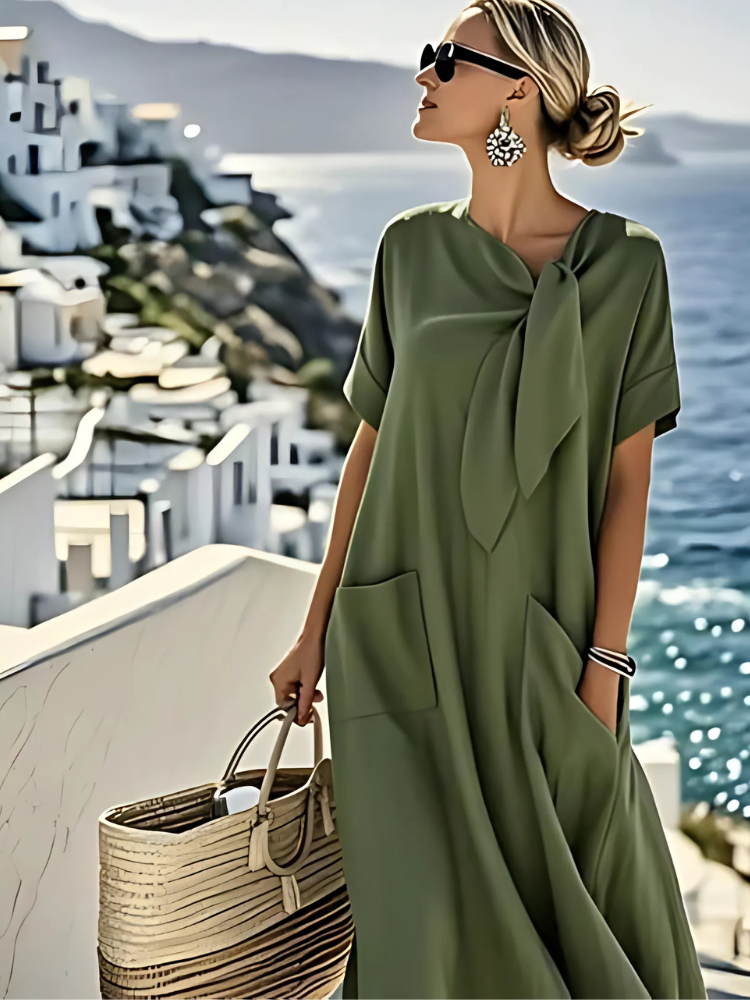 Abito elegante da donna con tasche – Abito comodo e alla moda