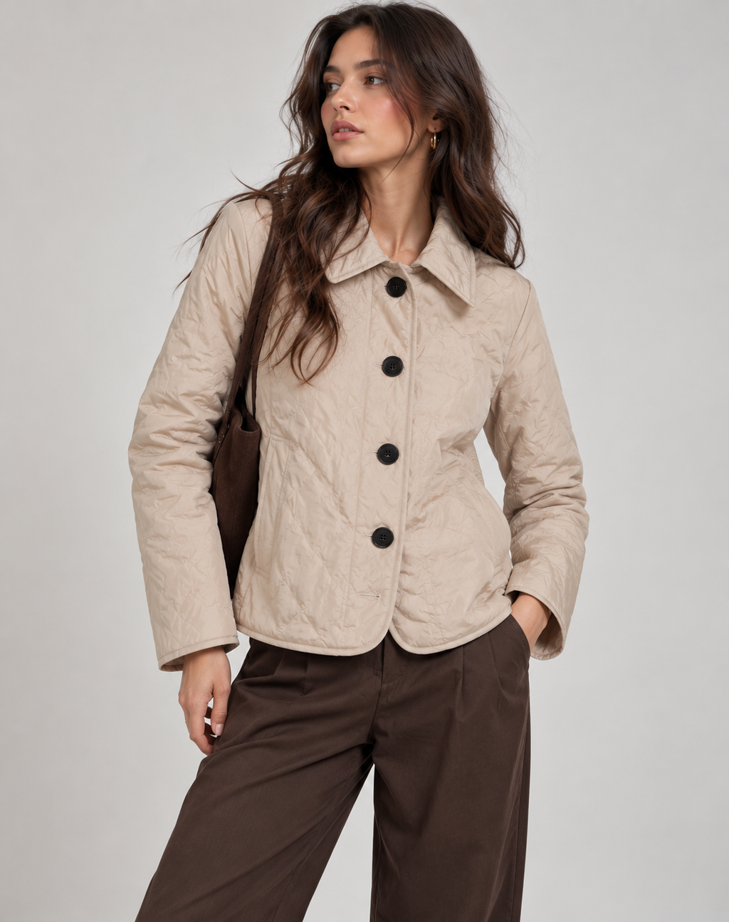 Women's quilted jacket with collar - Elegant and practical
