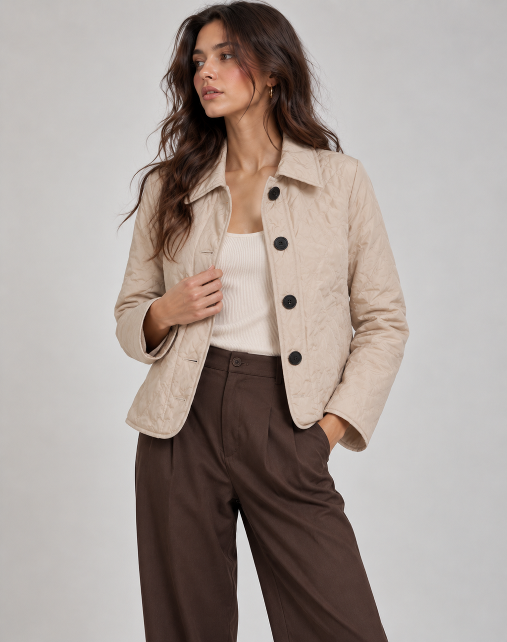 Women's quilted jacket with collar - Elegant and practical