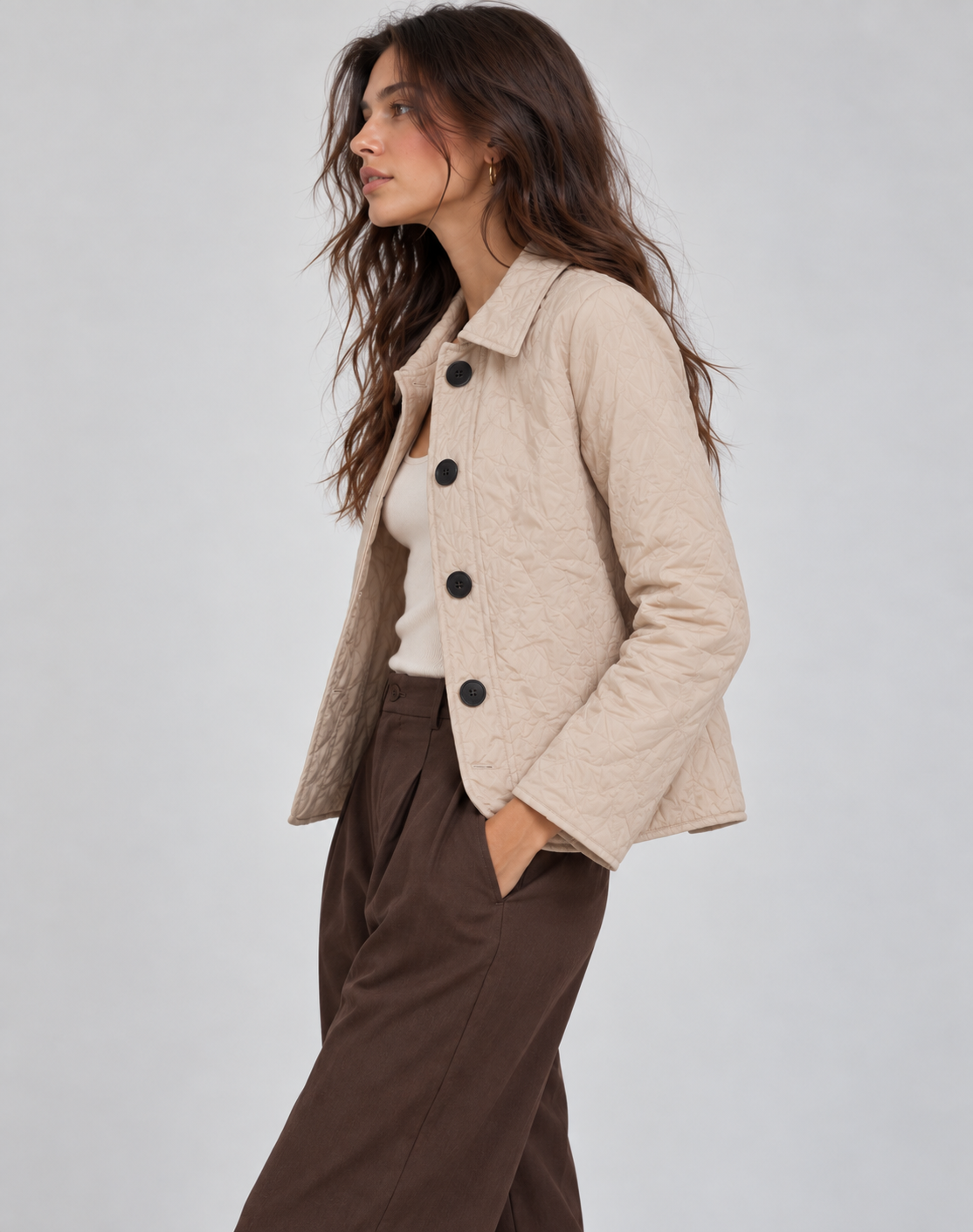 Women's quilted jacket with collar - Elegant and practical