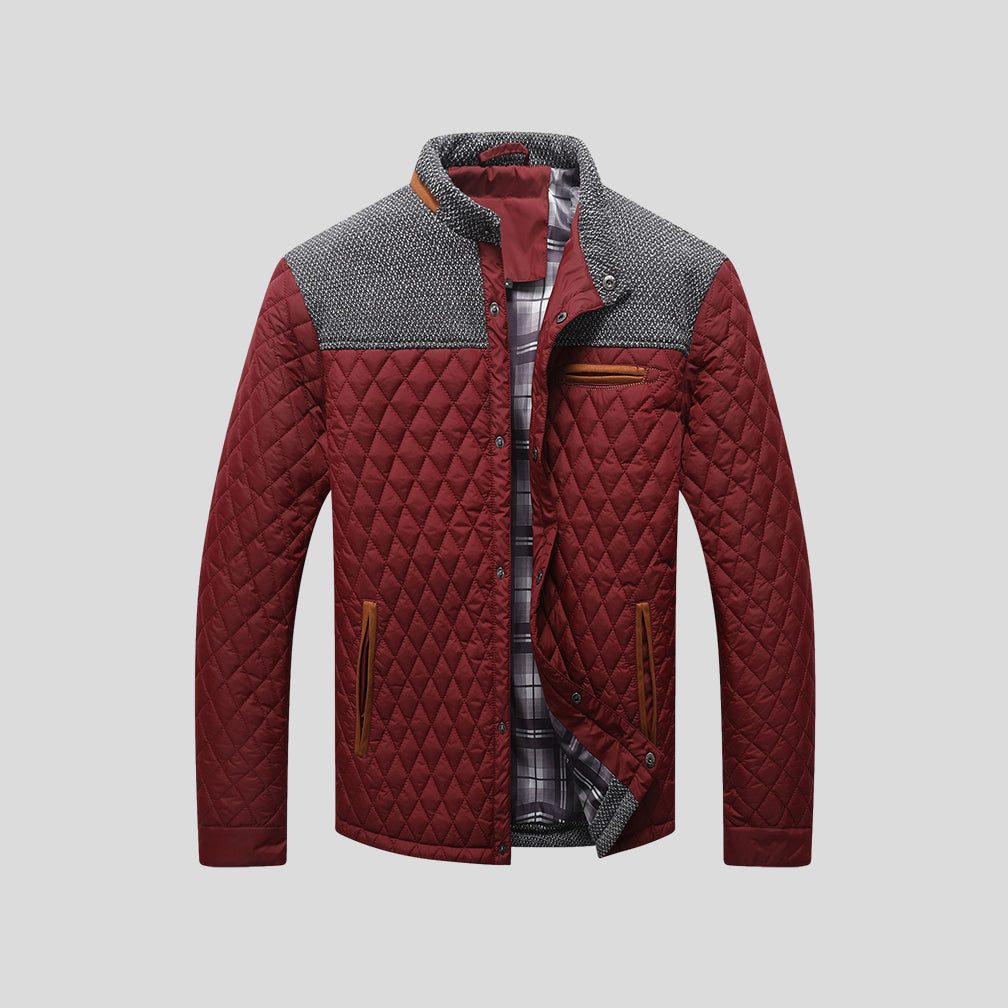 Giacca trapuntata a rombi da uomo - vestibilità leggera con collo alto color block
