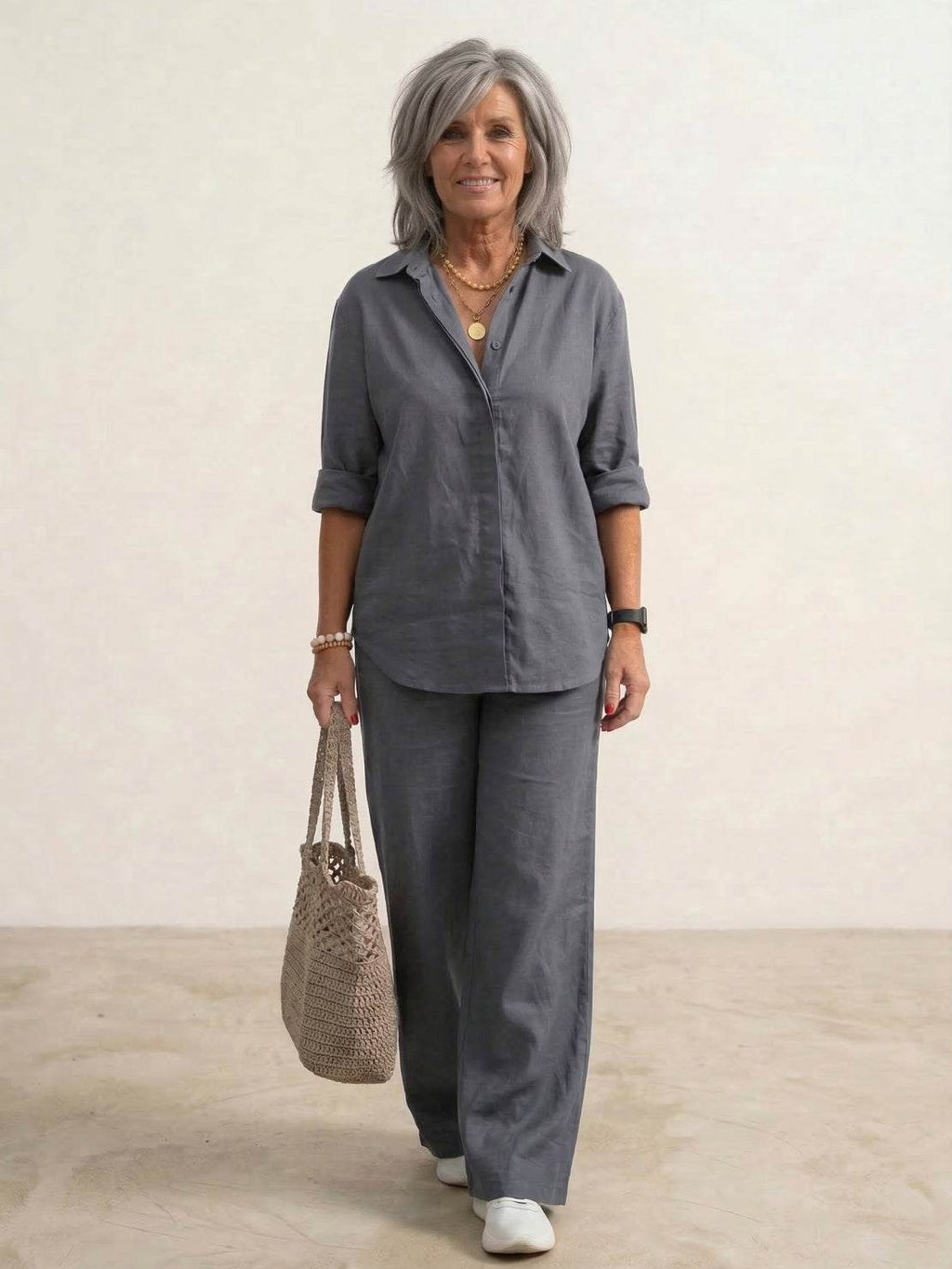 Completo camicia e pantaloni ampi da donna – Chic e fluido