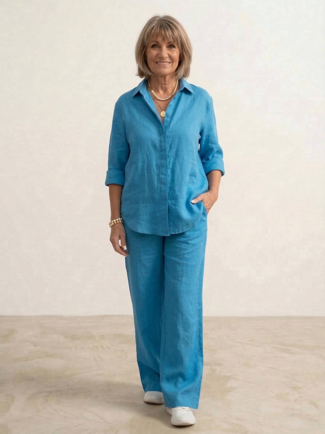 Completo camicia e pantaloni ampi da donna – Chic e fluido