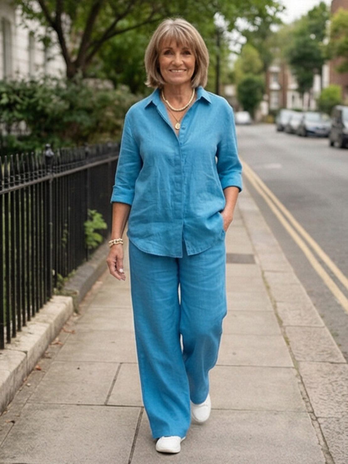 Completo camicia e pantaloni ampi da donna – Chic e fluido