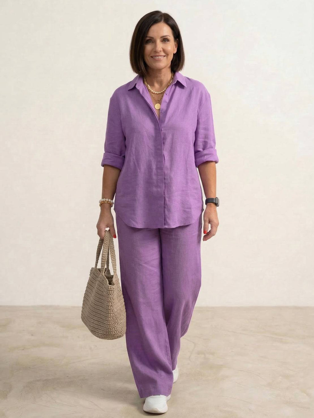 Completo camicia e pantaloni ampi da donna – Chic e fluido